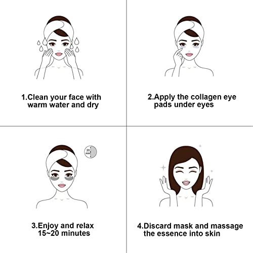 Reengull Máscara para os olhos de colágeno branco, 30 pares de adesivos de cristal dourados para olh