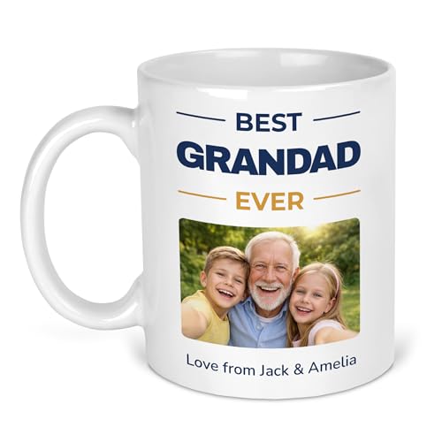 Chicken Craft Personalised Photo Mug for Grandad - Best Grandad Ever Photo Design - Present Idea for Fathers Day or a Birthday