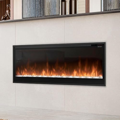 Dimplex 50 Inch Slim Built-in Linear Electric Fireplace Heater | Shallow 4-Inch Depth with LED Multi-Color Flames | Remote and Acrylic Crystal Ember Bed Included | Thin Flush Mount | 1500W