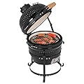 VINGLI 13" Kamado Charcoal Grill Portable Barbecue Grill BBQ Kettle Stand Lid Perfect for Outdoor Camping Patio Backyard Picnic