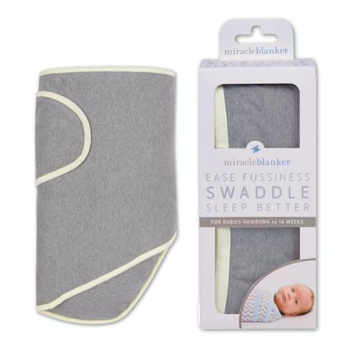 Image of Miracle Blanket Swaddle Wrap - Newborn Essential Baby Blanket - Soft Sleep Sack Ideal for Newborns and Infants (Grey with Yellow Trim)