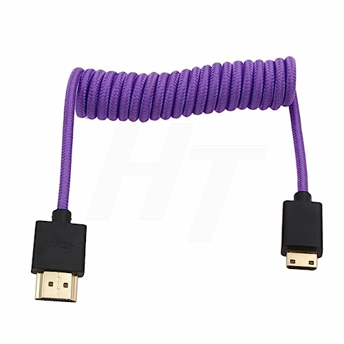 HangTon 8K 4K 60p Mini HDMI to HDMI 2.1 Braided Coiled Cable for Nikon Z5 Z7 D750 Sony CX7 SR7E Canon EOS R RP 5DIV ATOMOS Ninja V Portkeys Video Assist Monitor Type A C