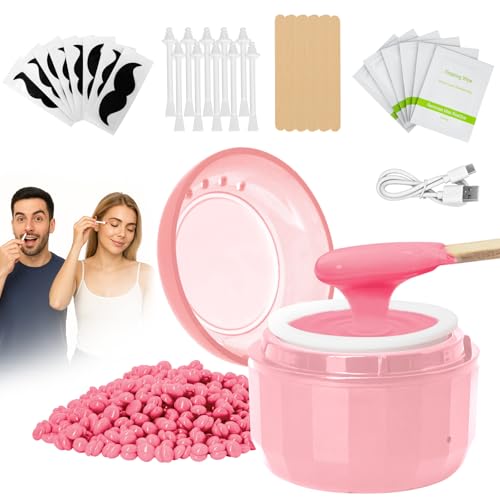 63 PCS Kit Épilation Visage, Mini Chauffe Cire 50g | Cire | 40 Applicateurs | 10 Protections de Barbe | 10 Chiffons de Nettoyage, Kit Epilation Cire pour Nez...