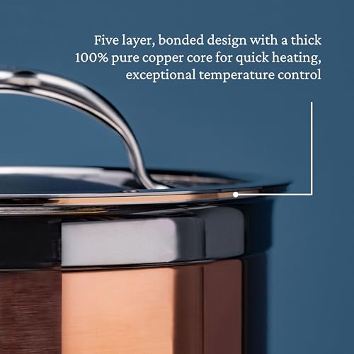 Image of Hestan - CopperBond Collection - 100% Pure Copper Sauce Pan, Induction Cooktop Compatible, 3 Quart