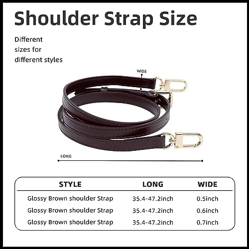 Image of Vachetta Leather Strap for Speedy Bag, Multi Length Handmade Adjustable Cowhide Crossbody Purse Strap for Handbag 【0.7 Inch Wide, Glossy Brown】