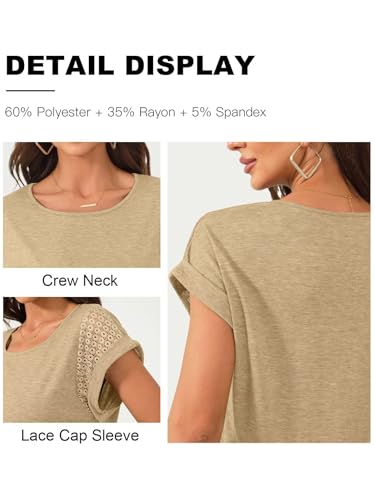 Image of Bliwov Womens Tops Lace Cap Sleeve T Shirts,Cute Trendy Casual,Beach Vacation Outfits,Summer Spring Fashion Clothes