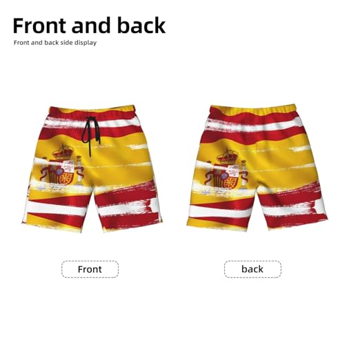 Spain Flag Youth Beach Pants, Soft and Breathable, with Drawstring Waist, Suitable for Sports and Leisure.2