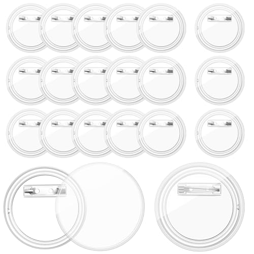 Bignc 1.7 Inch Clear Acrylic Button Pins - 20 Pack DIY Custom Design Buttons Pin Backs & Blanks for Sublimation Crafts Photo Badges for DIY Gifts & School Projects Teams Events Badges