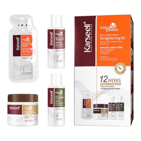 Karseell Maca essence repair Straightening Kit, 12 Weeks of Home Use Professional Straightening, Softer and Shinier Hair, All Hair Types Cover