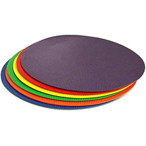 ATREQ Rubber Anti Slip Marking Spots [6 Pack] • Non slip smooth base with textured top • Ideal for teaching positioning skills, speed agility work, athletic activities and sports days (9.5cm) Cover