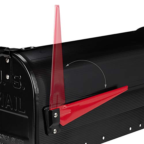 Relaxdays 10028065_46 Relaxdays US Mailbox, Vintage, Fahne rot, originelle Zeitungsbox, Zeitungsrolle, Post box, Stahl, Zeitungsfach, schwarz 1 Stück, Schwarz