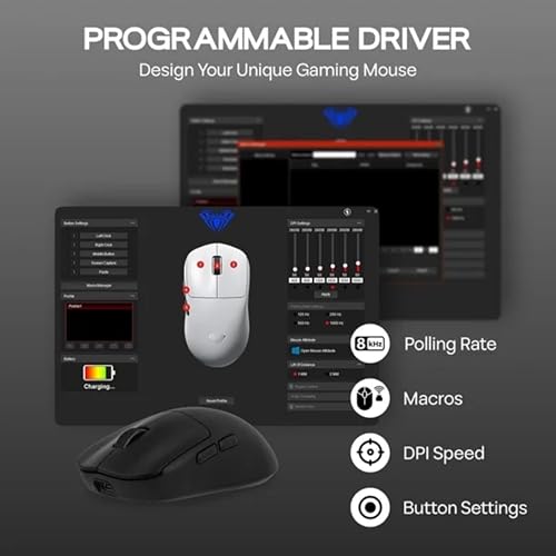 Image of AULA SC800 Tri-Mode Wireless 2.4G /Wired /Bluetooth Ultra-Lightweight Gaming Mouse | 37grams, Adjustable 26000 DPI, PAW3395 Sensor, 8000 Polling Rate, Ultra-Precise & Durable for Gaming | Black (SC800B)