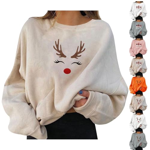 Weihnachtspullover Damen Christmas Oberteils Weihnachten Sweatshirt...