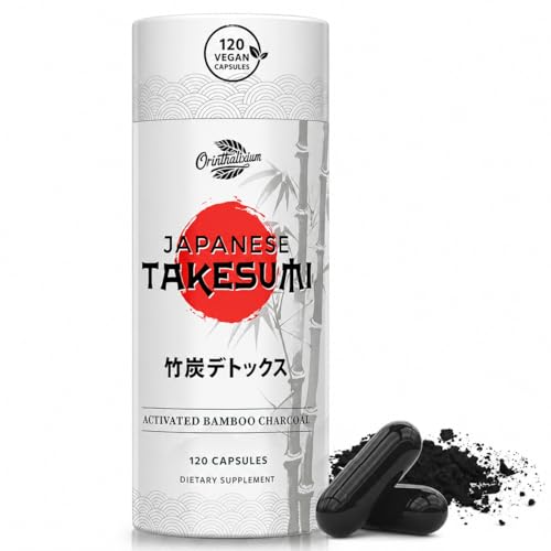 Orinthalixium Activated Charcoal Capsules 2000mg from Bamboo Premium Japanese Takesumi Activated Bamboo Charcoal for Digestive Gut & Detox Highly Porous Formula 120 Vegan Capsules