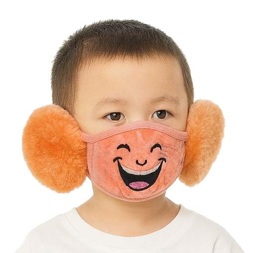 mikoniko Kids Soft Plush Winter Face Mask with Ear Covers | Cold Protection for Boys & Girls (3–10 Years) | Pack of 1_Orange-picture-12