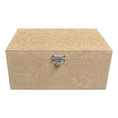 Caixa Lisa Com Dobradiça e Fecho P/Cadeado 30x20x13 em Mdf Cru