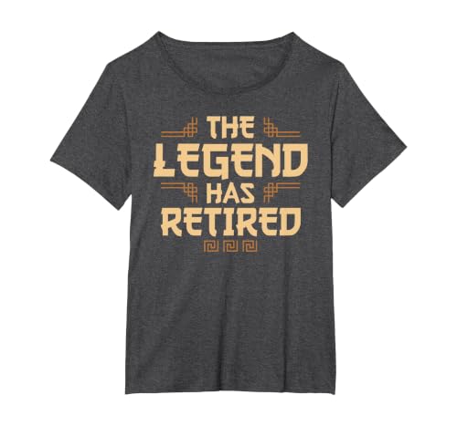 The Legend Has Retired Retirement Humor T-Shirt, Women's Plus, Dark Heather Grey, 2X
