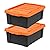 IRIS USA 12 Gallon Lockable Storage Bins with Lids, 2 Pack - Made in USA, Heavy Duty, Stackable Containers, Garage Organizing Bins Moving Tubs, Rugged Sturdy Equipment Utility Box - Black/Orange