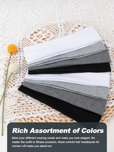 Image of DRESHOW 8 Pack Sports Headbands for Women Non-Slip Stretchy Fashion HairBand Curly Hair Headband Soft Hair Accessories for Daily Wear Workout Yoga Running