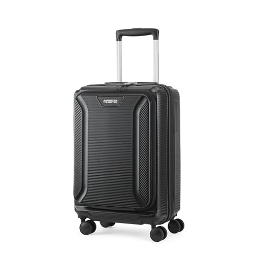 Image of American Tourister Robotech FTL | Cabin Trolley Bag (55 cm) | 360 8 Wheel Travel Luggage with Laptop Compartment|Hard Luggage Polycarbonate Suitcase|Recessed TSA Lock with USB|3 Years Warranty|Black