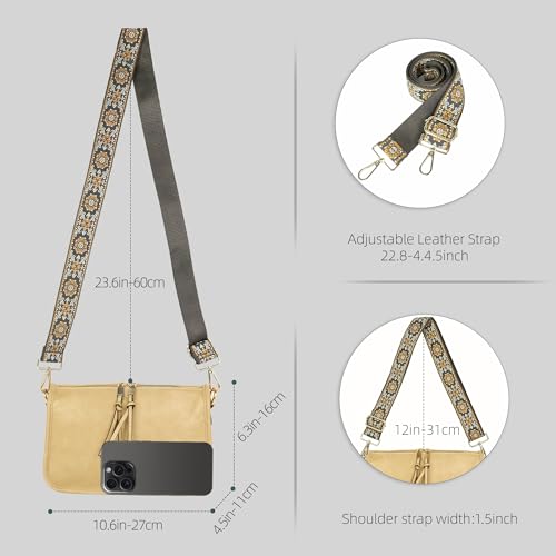 Image of Crossbody Bag for Women, Bohemian Vintage Purse with Wide Strap | Stylish Vegan Leather Design, Adjustable Shoulder Strap, Versatile for Daily Travel and Weekend, Ideal Gift Choice