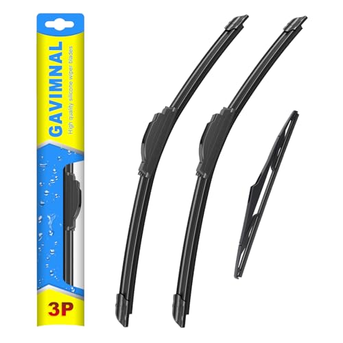 Image of Gavimnal Silicone Wiper Blades Replacement For Jeep Wrangler 2007-2017 | Fits Wrangler JK 2008-2018; 15 inch+15 inch Front & 13 inch Rear, All-Weather, Streak-Free, OE-fit, Quiet, Easy One-Click Install