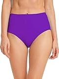 Micosuza Women's Swim Bottom High Waist Retro Basic Full Coverage Bikini Tankini Swimsuit Briefs Purple