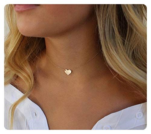 S.j Jewelry Womens Simple Delicate Handmade 14K Gold Plated/Rose Gold/Silver Plated Simple Delicate Heart And Bar Chokers Necklace-Ck6-Heart-S-Rose #TOP1