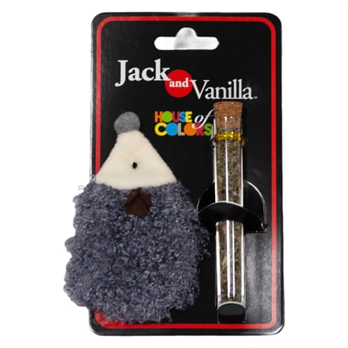 JACK AND VANILLA, Giocattolo interattivo per gatti a forma di riccio con erba di gatto ricaricabile, 10 cm, colore grigio, stimola l'istinto di caccia e offre un gioco coinvolgente, modello giocattolo