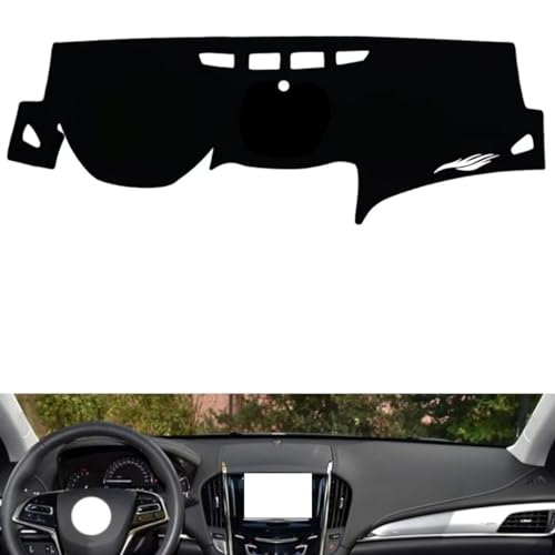 Leather Dash Board Cover mat Compatible with Cadillac ATS (No Speaker) 2014-2019，Dashboard Cover(Black)