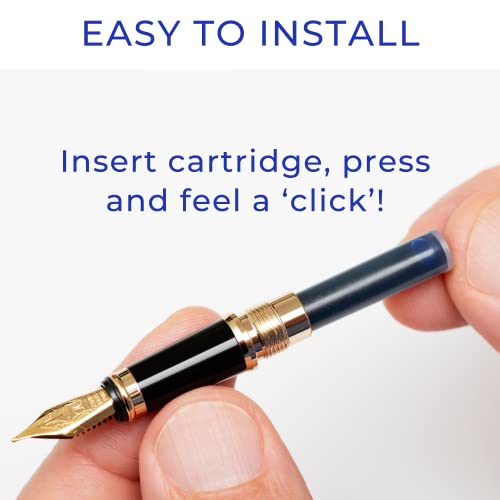 Scriveiner Fountain Pen Ink Cartridges - Blue - 20 Standard International Ink Cartridges, Made In Uk, The Best Cartridge For Your Scriveiner Pen, Refill Size Fits A Wide Range Of Fountain Pens #TOP3