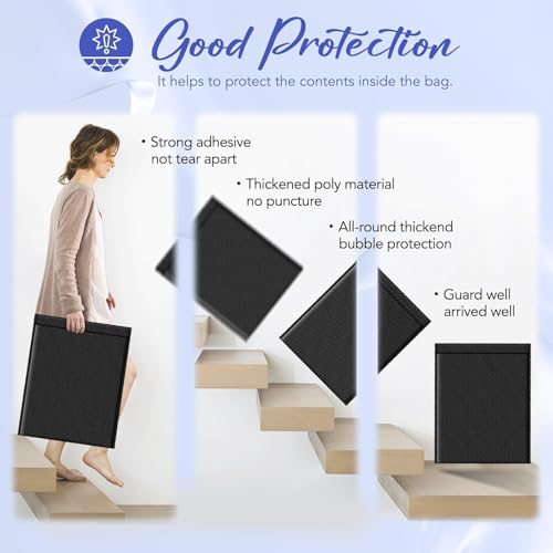 Image of Fuxury Bubble Mailers Bulk 14.5x20 inch 120 Pack Black Large Padded Envelopes | Usable Size 14.5x19 inch Self Seal Bubble Envelopes Padded Mailers Shipping Bags for Mailing book Clothes Small Business #7