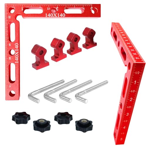 DURDUR Positionierwinkel 90 Grad Winkel Klemme winkelspanner 4-tlg 140mm/5,5 Zoll Rechtwinklige Klemme Befestigungsclips für Zimmermannswerkzeug