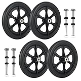 LANIAKEA 4PCS Replacement Wheelchair Wheels 8inch Universal Aid Wheels Anti-Slip Rollator Walker Replacement Casters for Wheelchairs, Walkers, Rollators (Black)