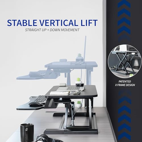 Image of VIVO 28 inch Desk Converter, K Series, Height Adjustable Sit to Stand Riser, Dual Monitor and Laptop Workstation with Keyboard Tray, White, DESK-V028KW