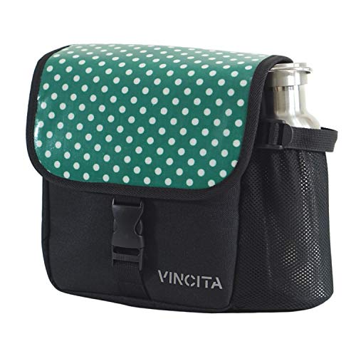 Vincita Frank Fahrradlenkertasche Gurtbefestigung Fahrrad Fronttasche für Faltrad, Rennrad, Mountainbike Fahrradlenkertasche Fahrradzubehör (Grüner Punkt) Cover