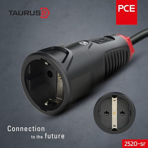 TAUR2 2520-SR - Vollgummi-Kupplung Taurus2, Typ F - CEE 7/3, schwarz/rot
