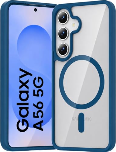 Image of ArmourPro MagSafe Compatible Case for Samsung Galaxy A56, Magnetic Wireless Charging Back Cover with Clear Back, Flexible TPU Bumper, Camera Protection | Navy Blue