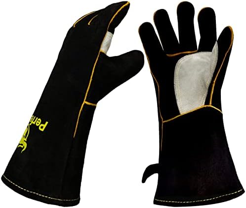 PerfeSafe Welding Gloves, 932℉ Leather Heat Fire Resistant Welders Gloves for Tig/Mig/Stick/Forge, Mitts for BBQ/Oven/Grill/Fireplace/Furnace/Stove/Animal Handling Gloves with Soft Lining