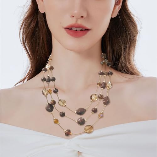 Coiris 3 Layers Illusion Wire Beaded Statement 19.5" Necklace for Women4