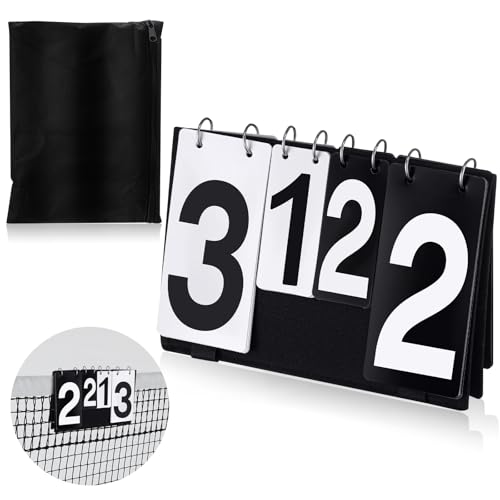Sonwyoung 1 Pack Over Net Tennis Score Keeper Flip Scoreboards Portable for Volleyball Basketball Coaching Tennis Outdoor (Large Numbers 0-7 Small Numbers 0-5 Black)