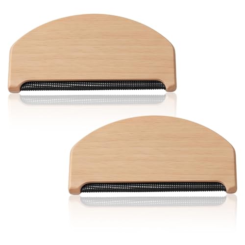 JOVIA 2-Pack Wooden Cashmere Combs Multi-functional Sweater Lint Remover Manual Portable Clothing Lint Remover Suitable for Clothes Knitwear Wool Coats Scarves and Blankets etc
