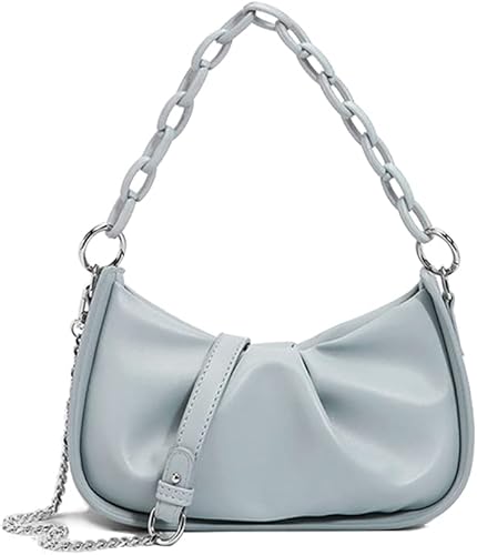 Gxamz Bolso de hombro para mujer con cadena bolso de mano bolso de mano bolso de mano pequeño cuero Azul / Patchwork, Blanco, Amarillo