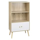 bücherregal turm Maße: ca.60x29,5x113 CM(B x T x H), Gewicht: 15,95 KG, Farbe: Hell Eiche