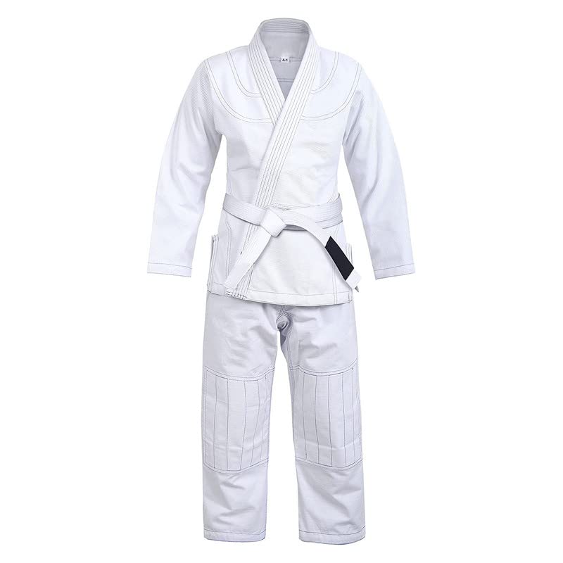 Bjj Gi, Lightweight Jiu-Jitsu Gi for Men Women and Kids with a White Belt, Preshrunk 450 GSM Fabric