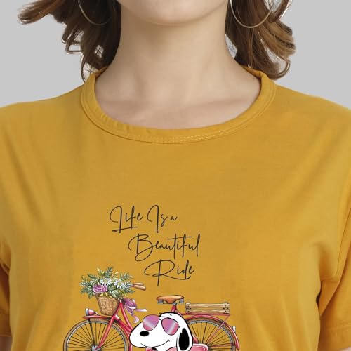 Image of Women's, Round Neck, Half-Sleeve, Printed, Cotton, Regular Fit, T-Shirt for Women