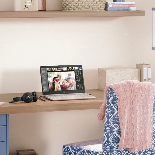 Image of HP 14 inch HD Student Business Laptop, Intel Quad-Core N4120, 16GB RAM, 384GB Storage, (128GB eMMC+256GB SD Card), 1 Year Office 365, Slim Design, Webcam, HDMI, Bluetooth, WiFi, Win 11 S, Rose Gold