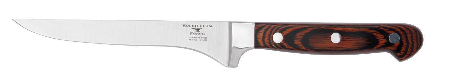 Rockingham Forge Essentials 8000 Series 6” Boning Knife with Classic Riveted Pakkawood Handles and Full Tang Construction, Stainless Steel Blades