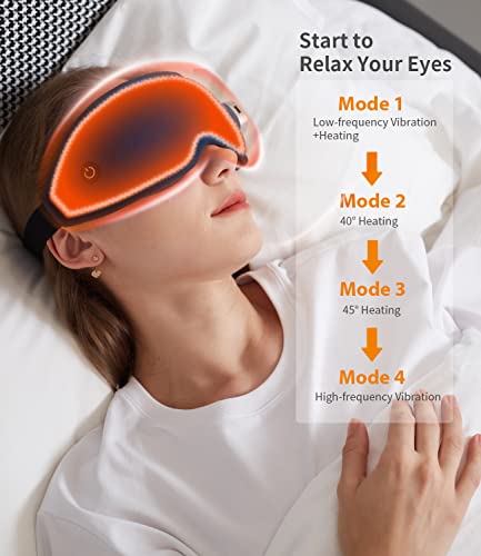 Jxp Sleep Mask Rechargeable Cordless Eye Massager With Heat And Vibration, Heated Eye Masks For Eye Relax Improve Sleep, 3D Contoured Zero Pressure Eye Mask For Sleeping, Gift For Men/Women, Blue #TOP1