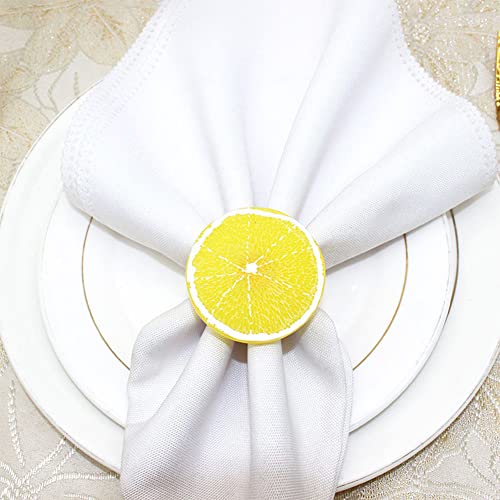 Lemon Napkin Rings Set Of 12, Fruit Decorative Napkin Ring Holder For Holiday Banquet, Christmas Dinner, Summer Party Napkin Buckles Decor Favor Home Table Decoration #TOP4